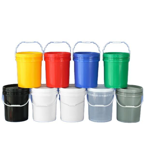 Silk Screen Printing 1L-50L Plastic Pail Pack PP Bucket with Lid and Iron Metal Handle