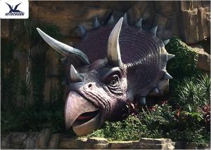 Quality Jurassic Theme Park Life Size Fiberglass Animals Decorative Resin Dinosaur Head Statues wholesale