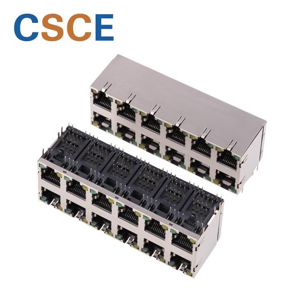 Cheap 12 Port 8P8C Modular Connector Jacks Contact Resistance	30 Milliohm Max With EMI for sale
