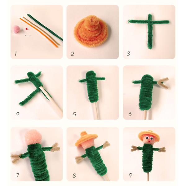 Twisted 2 colours chenille stems pipe cleaners for hobbies & children DIY hand-crafted material