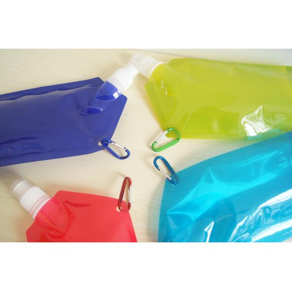 Custom Printed Collapsible Foldable Water Bags / Bottle with Carabineer