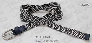 Quality 1.95 Cm Black / White Fabric Elastic Belt , Nickel Zinc Alloy Buckles Stretch Belts wholesale