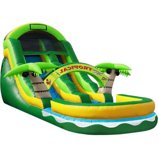 PVC Tarpaulin Kids Inflatable Water Slide Double Lanes Design Easy Maintain