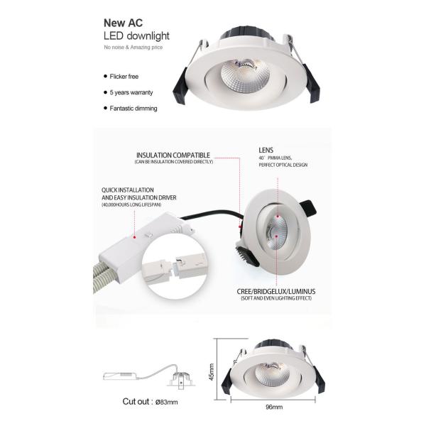 800lm 10W COB LED Downlight