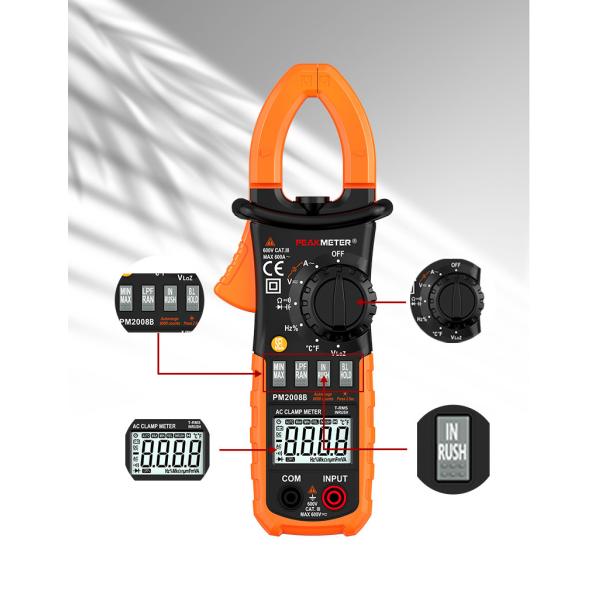 Auto and Manual Range Digital Clamp Meter T-RMS INRUSH Current meter MAX MIN values measurement