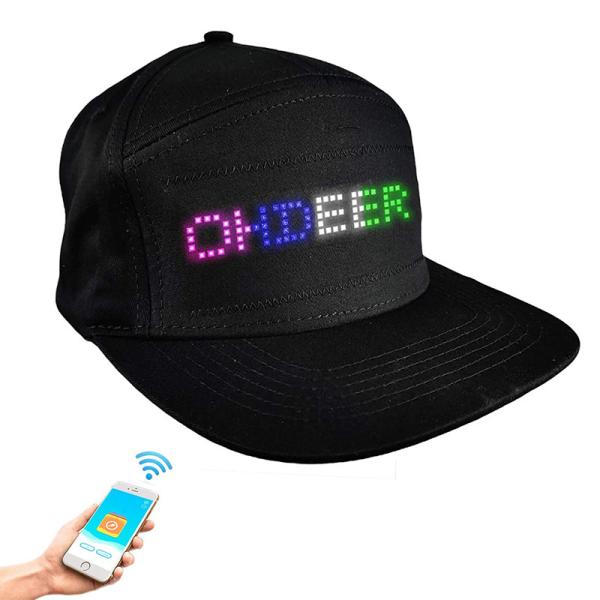 Cheap Editing LED Display Hat With Bluetooth App Control Rechargeable Black for sale