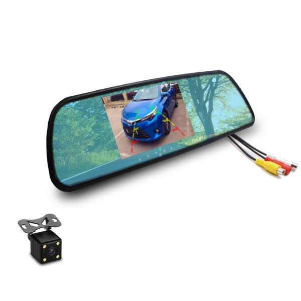 Cheap Waterproof Night Vision 1080p Backup Camera and Rear View Mirror with 5 Inch LCD Monitorr/ Remote Control for sale