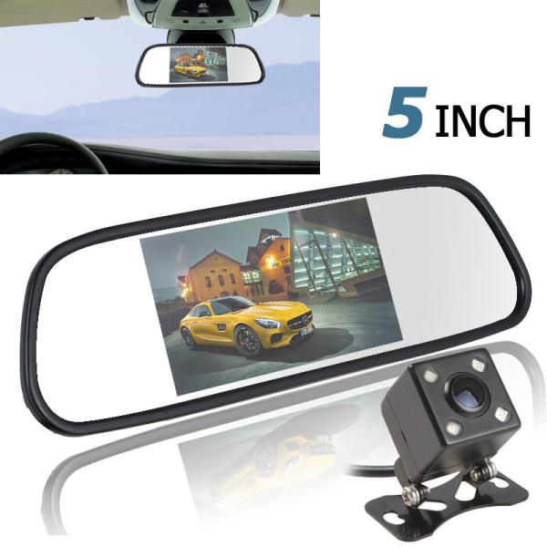 Cheap 5" Display Car Backup Camera Mirror PAL / NTSC With 4 LED Reversing Camera for sale