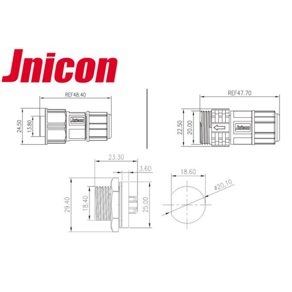 20A 3 Pin Waterproof Circular Connectors , M19 IP68 Circular Connectors
