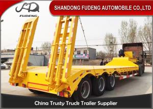 Tri Axle Low Bed Semi Truck Trailer For Sale 60 Ton Heavy Machine Transport