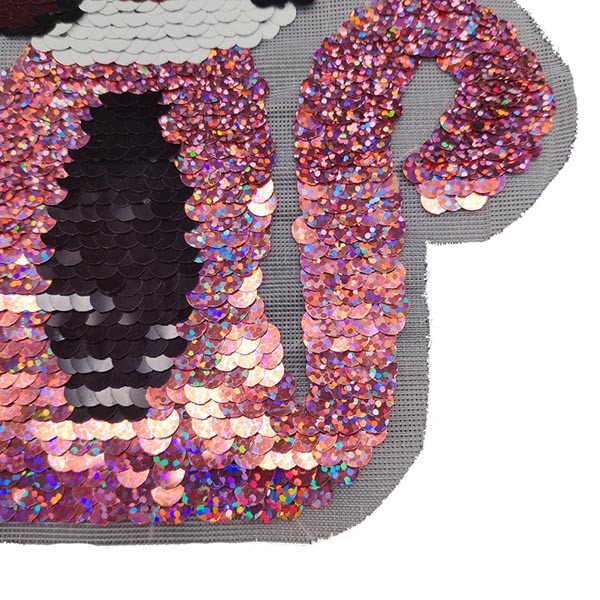 Sunglasses Cat Reverse Sequin Patch / Sequin Iron On Patches For Bags / Shoes