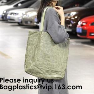 Quality Washable TYVEK Kraft Paper Shopping Bag Shoulder Handbag DuPont Paper Tote Bag With Cotton Linen Lining wholesale