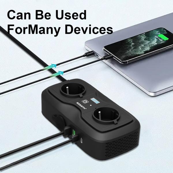 Car Power Inverter Dc 12v To 110v Ac Dual Usb 3.1A GaN PD Quick Charger