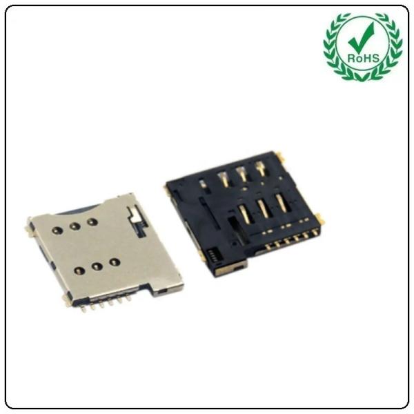 Cheap Micro Sim Card Adapt Push Push SMT Type H=1.35 6 Pin Slot Socket Connector for sale