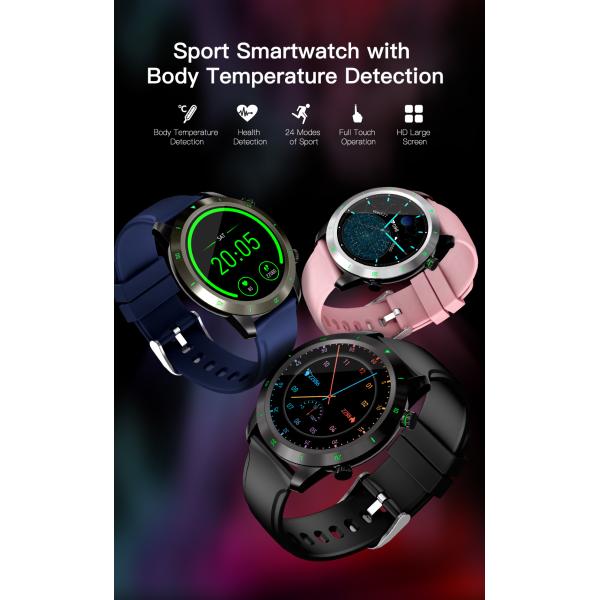 1.28inch Round Shape Smartwatch Heart Rate And Temperature Detection