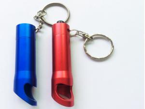 Personalized Anodized  Laser Etch Aluminum Keychain  Beer Bottle OpenerLED Flashlight, Promotional Key Ring