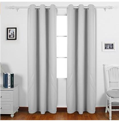Cheap Plain Grey Custom Window Curtains OEM Acceptable 100% Polyester Material for sale