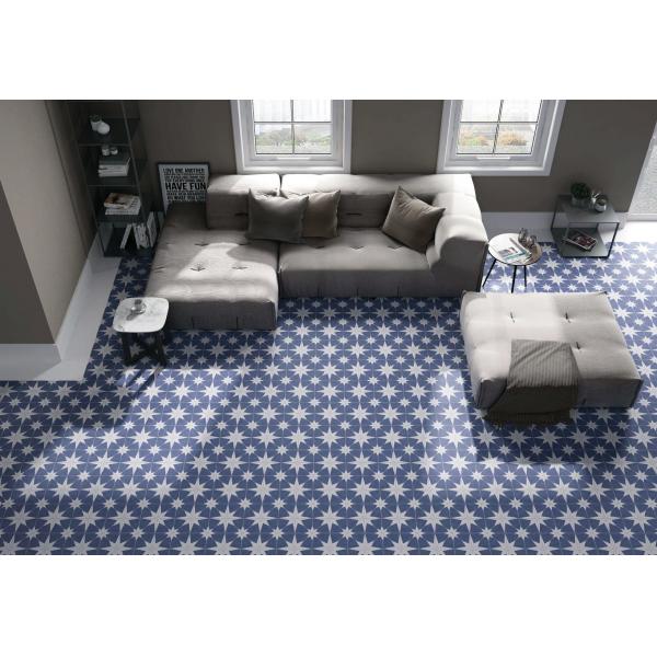 Blue White Ceramic Rustic Tile 25x25cm Clay Floor Tile