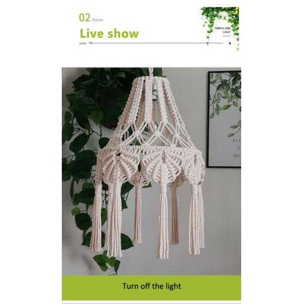 Bohemian Chandelier Hand Woven Lampshade Long Tassel Retro Decorative knitting lamp(WH-VP-216)
