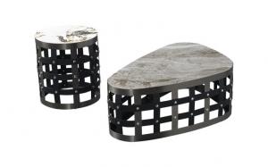 China Gridline Marble Ceramic Coffee Table 400mm Height Contemporary Luxury on sale