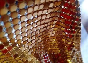 Quality 4mm Sparkly Metal Mesh Fabric Curtains Gold For Hotel Or Restaurant Decoration wholesale