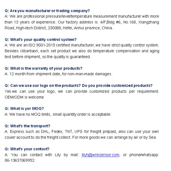 Micro 304SST Vacuum Pressure Transmitter Shock Resistance