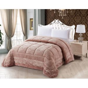 Quality Luxury Flannel Pink Polyester Embossed Comforter Set For Ultimate Comfort And Warmth wholesale