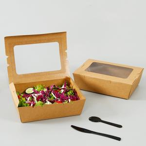 Quality Salad 337gsm Biodegradable Disposable Tableware Food Packaging Box With Window wholesale