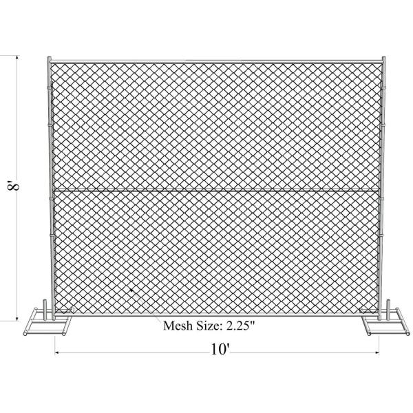 6'x12' temporary chain link fence panels tubing 1⅜"(35mm)x 16ga thick aperture 2"x2"(50mm x 50mm) x 13ga/2.3mm