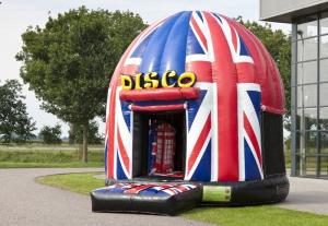 Quality Funny Disco Bouncer House Union Jack,Potable PVC Inflatable Jumping House wholesale