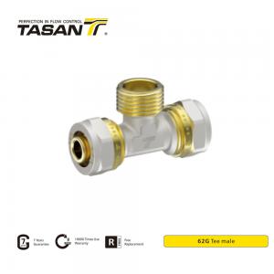 Quality 16mm Brass Compression Fittings  For Copper Pipe Brass Male Tee Anticorrosive 62G wholesale