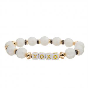 China 8mm White Faceted Beads XOXO Bracelet For Women Gifts on sale