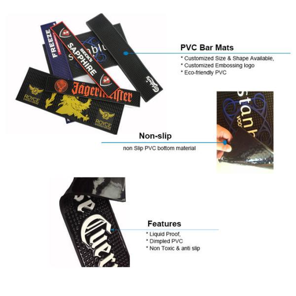 Factory Directly Custom Made Soft PVC Rubber Restaruant Bar Counter Spill Mat, Bartender Rail Drip Mat, Bar Mat