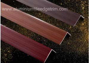 China Wood Grain Color Aluminium Angle Trim Profile For Laminate Flooring Edge on sale