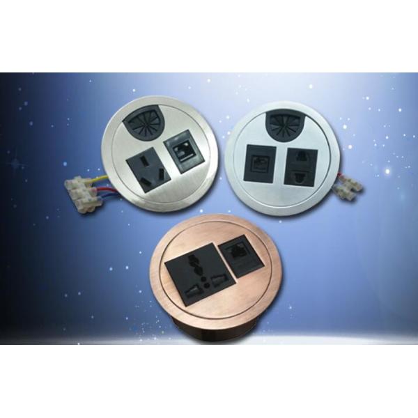 Zinc Alloy 10A Round USB Table Hub , Furniture Desktop Power Sockets