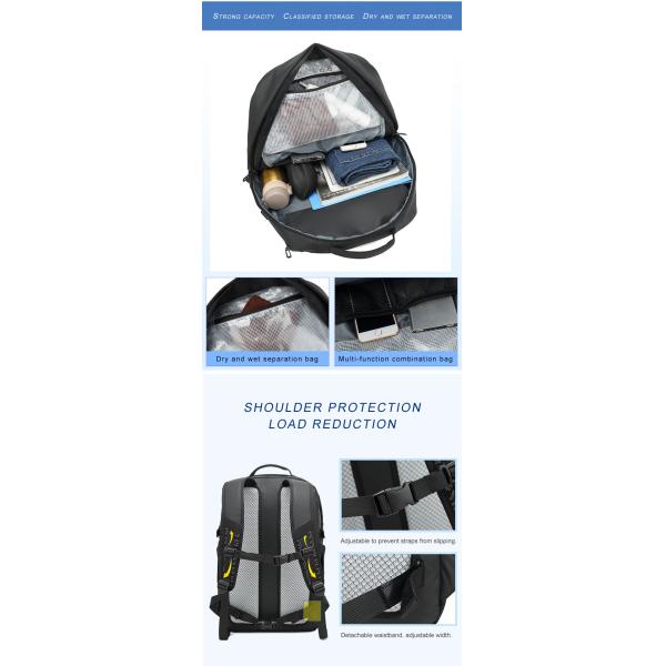 Wear Resistant 24L Functional Folding Travel Backpack For Work