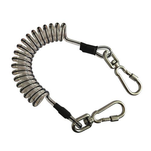 High Security Coiled Tool Lanyard Stretchable Transparent Heavy Duty Plastic