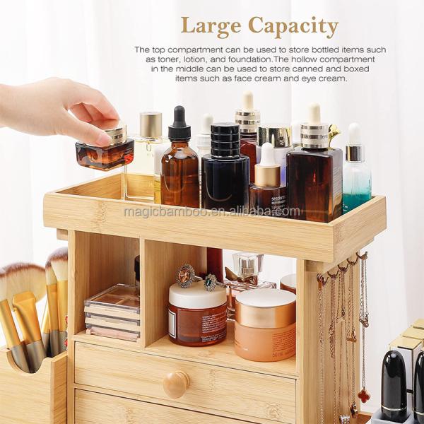 OEM Bamboo Wooden Jewelry Organizer Storage Box With Drawer