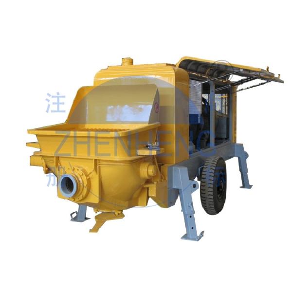 Yellow Diesel Concrete Pump Equipment 50m3 / H Output For Building Construction