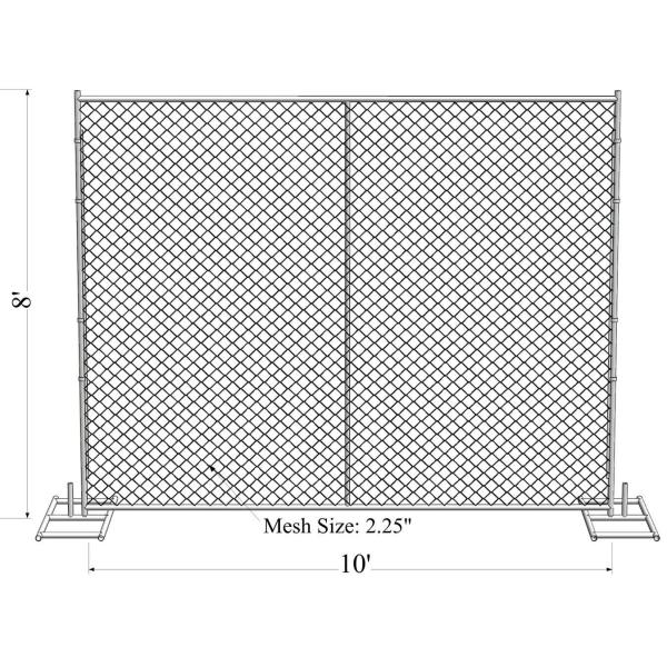 6'x12' temporary chain link fence panels tubing 1⅜"(35mm)x 16ga thick aperture 2"x2"(50mm x 50mm) x 13ga/2.3mm