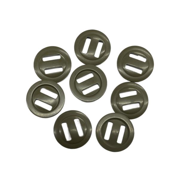 Plastic Resin Slot Buttons With 2 Hole Dark Green 40L Apply For Military Clothes
