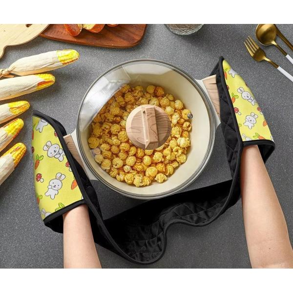 Sublimation Blanks Oven Gloves Custom Linen Double Mitts Long Fold Heat Resistant Microwave Mittens