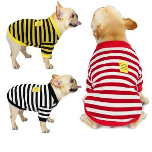 Quality Striped Pet Apparels breathable 100 Cotton Dog Clothes for Winter wholesale