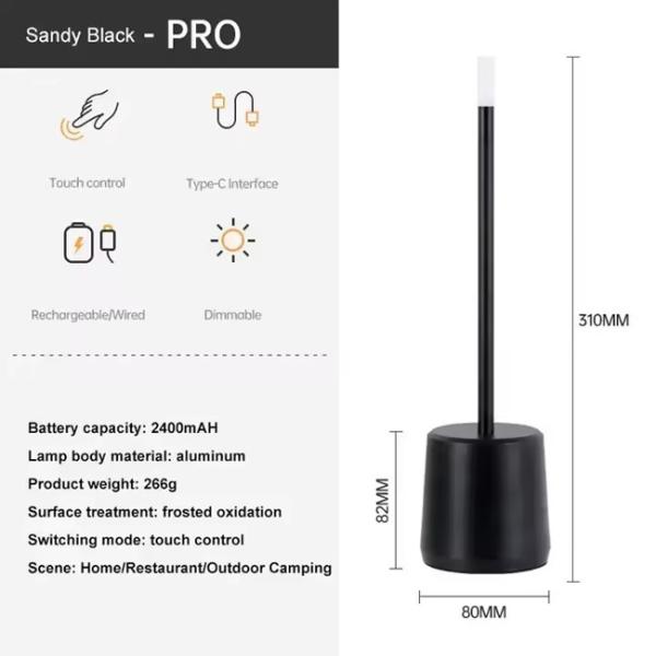 2700k Warm Light Metal LED Table Lamp 0.64W Charging Touch Dimmer Bedside Lamp