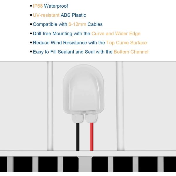 IP68 Waterproof Solar Cable Entry Gland with 6mm to 12mm Adjustable Grommet for RV Solar Panels