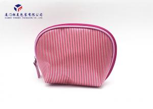 Trapezoid Fashion Design Fabric Makeup Bag Pink Color Size 11.5cm X 5cm X 11.5cm
