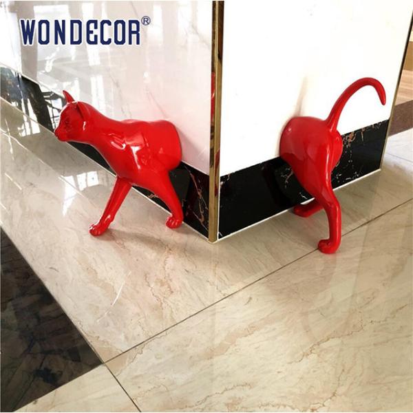 Cheap Geometric Cat Stainless Steel Modern Sculpture Passing Through Wall for sale