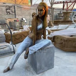 Quality Naked Woman Bronze Girl Statue Sitting Base Metal Art Sculpture Blonde Beauty Garden Sculptures Outdoor wholesale