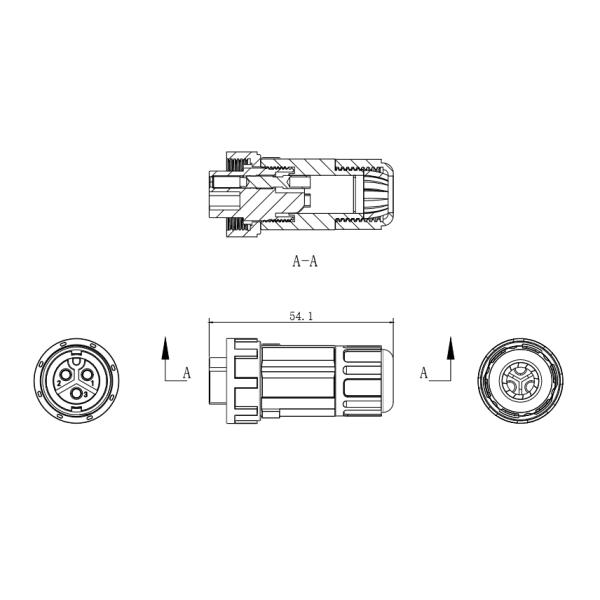 Mini IP67 Waterproof Connector Electrical 3 Pin Female Plug Connector