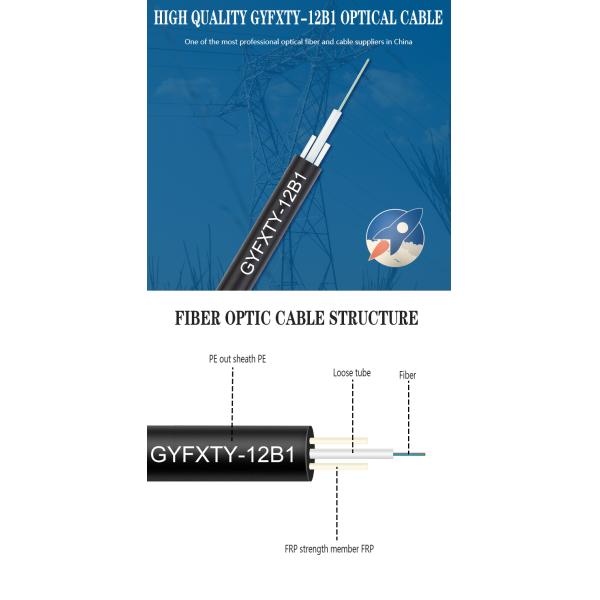 GYFXTY All Dielectric Outdoor Waterproof Fiber Optic Cables Central Loose Tube FRP Strength Member